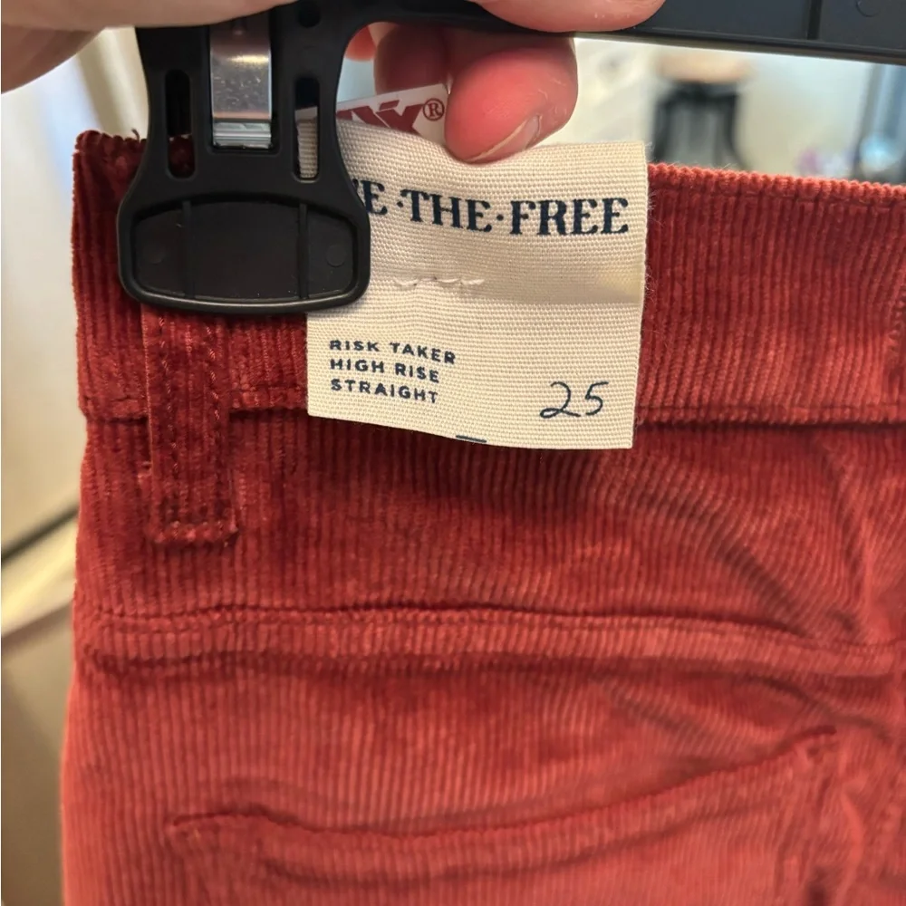 New We The Free/ Free People Red/Rust Risk Taker High Rise Corduroy Pants - Picture 4 of 4